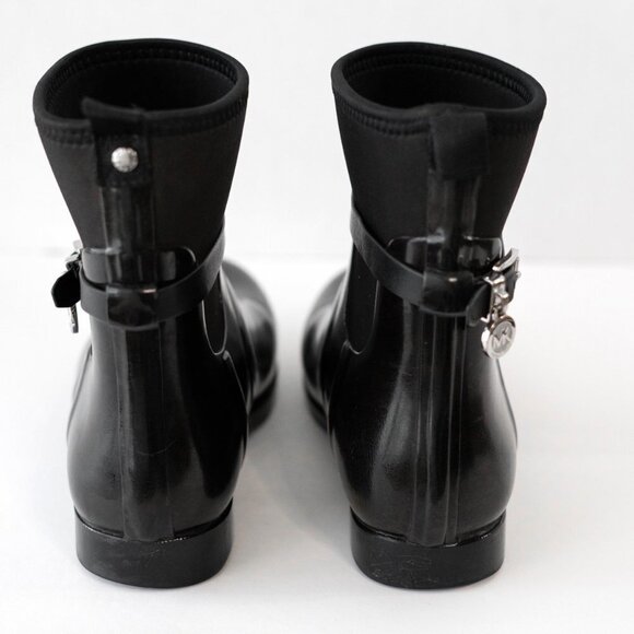 EUC! MICHAEL KORS CHARM STRETCH RAIN BOOTS SZ 10 BLACK - Picture 3 of 8